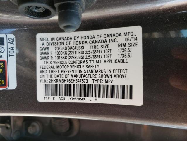 Photo 10 from auction – 2014 HONDA CR-V EXL with VIN 2HKRM3H76EH547573