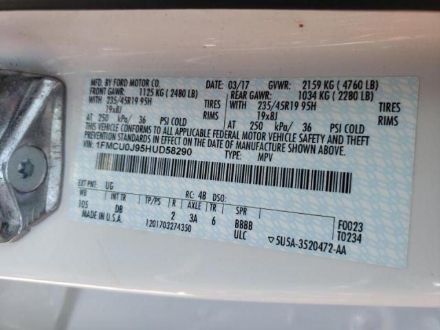 Photo 10 from auction – 2017 FORD ESCAPE TIT with VIN 1FMCU0J95HUD58290