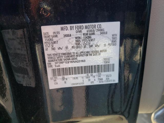 Photo 10 from auction – 2006 FORD F150 with VIN 1FTRF12216NA23163
