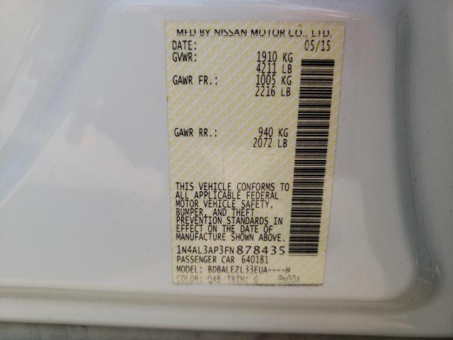 Photo 10 from auction – 2015 NISSAN ALTIMA 2.5 with VIN 1N4AL3AP3FN878435