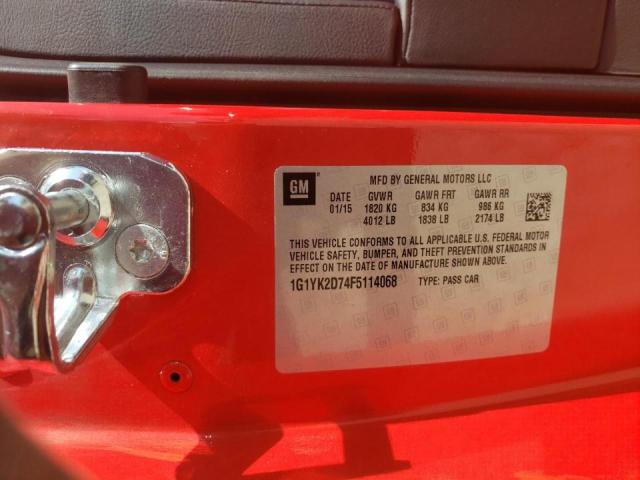 Photo 10 from auction – 2015 CHEVROLET CORVETTE S with VIN 1G1YK2D74F5114068