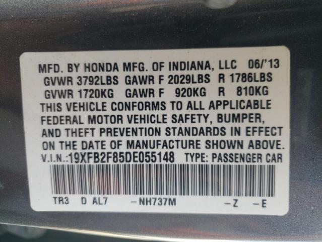 HONDA CIVIC EX 2013 with VIN 19XFB2F85DE055148 - Photo from auction