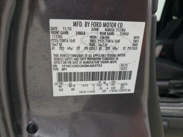 Photo 10 from auction – 2011 FORD ESCAPE XLT with VIN 1FMCU9DG6BKA93753