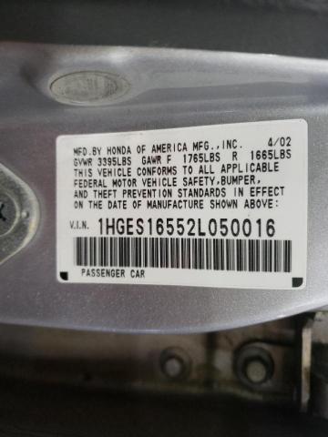Photo 10 from auction – 2002 HONDA CIVIC LX with VIN 1HGES16552L050016