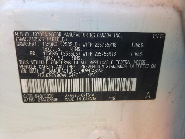 Photo 10 from auction – 2016 TOYOTA RAV4 SE with VIN 2T3JFREV9GW415447