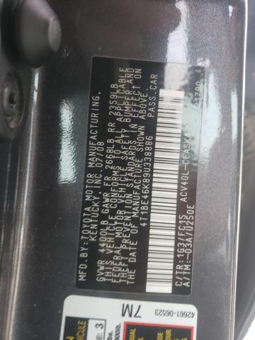 Photo 10 from auction – 2009 TOYOTA CAMRY BASE with VIN 4T1BE46K89U338886
