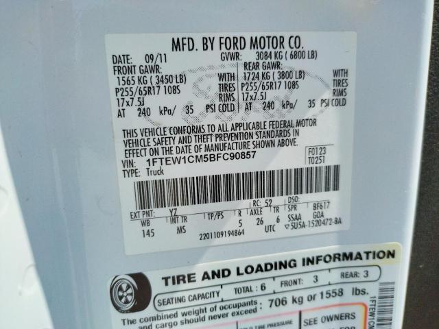 Photo 10 from auction – 2011 FORD F150 SUPER with VIN 1FTEW1CM5BFC90857