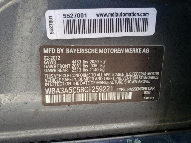 Photo 10 from auction – 2012 BMW 328 I with VIN WBA3A5C58CF259221
