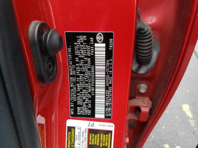 Photo 10 from auction – 2012 TOYOTA CAMRY BASE with VIN 4T1BF1FK0CU609684