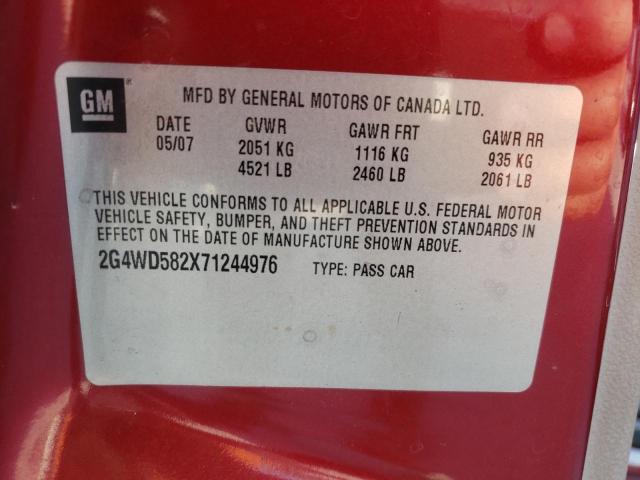 Photo 10 from auction – 2007 BUICK LACROSSE C with VIN 2G4WD582X71244976
