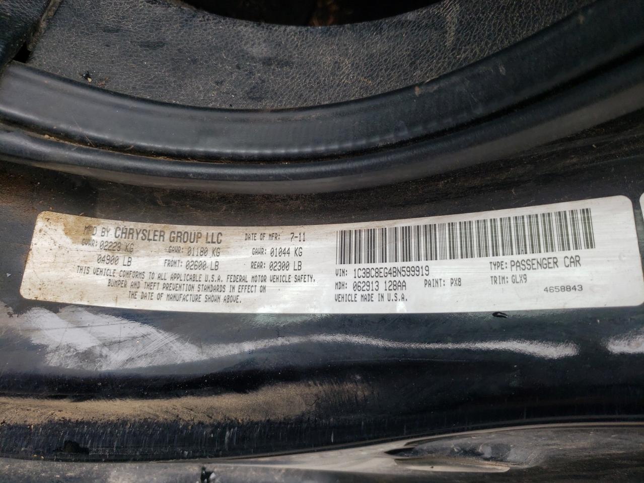 Photo 10 from auction – 2011 CHRYSLER 200 S with VIN 1C3BC8EG4BN599919