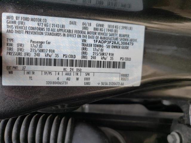 Photo 10 from auction – 2018 FORD FOCUS SE with VIN 1FADP3F28JL308479