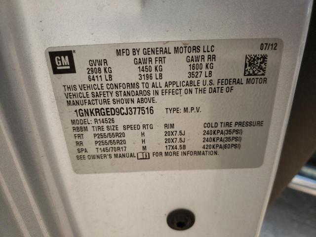 Photo 10 from auction – 2012 CHEVROLET TRAVERSE L with VIN 1GNKRGED9CJ377516
