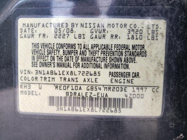 Photo 10 from auction – 2008 NISSAN SENTRA with VIN 3N1AB61EX8L722685