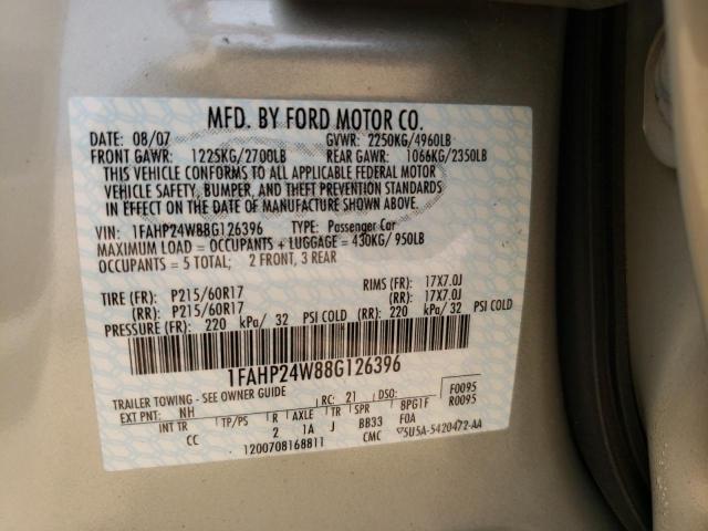 Photo 10 from auction – 2008 FORD TAURUS SEL with VIN 1FAHP24W88G126396