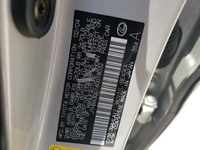 Photo 10 from auction – 2004 LEXUS ES 330 with VIN JTHBA30G140018032