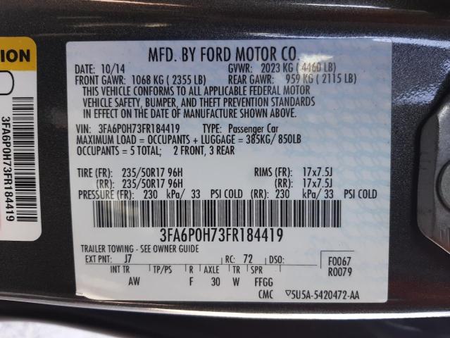 Photo 10 from auction – 2015 FORD FUSION SE with VIN 3FA6P0H73FR184419