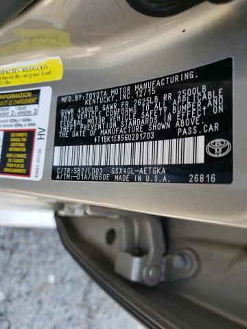 Photo 10 from auction – 2016 TOYOTA AVALON XLE with VIN 4T1BK1EB5GU201703