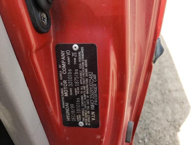 Photo 10 from auction – 2000 HYUNDAI ACCENT with VIN KMHCF35G9YU025482