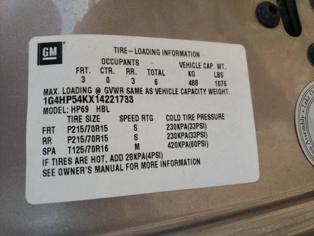 Photo 10 from auction – 2001 BUICK LESABRE CU with VIN 1G4HP54KX14221733