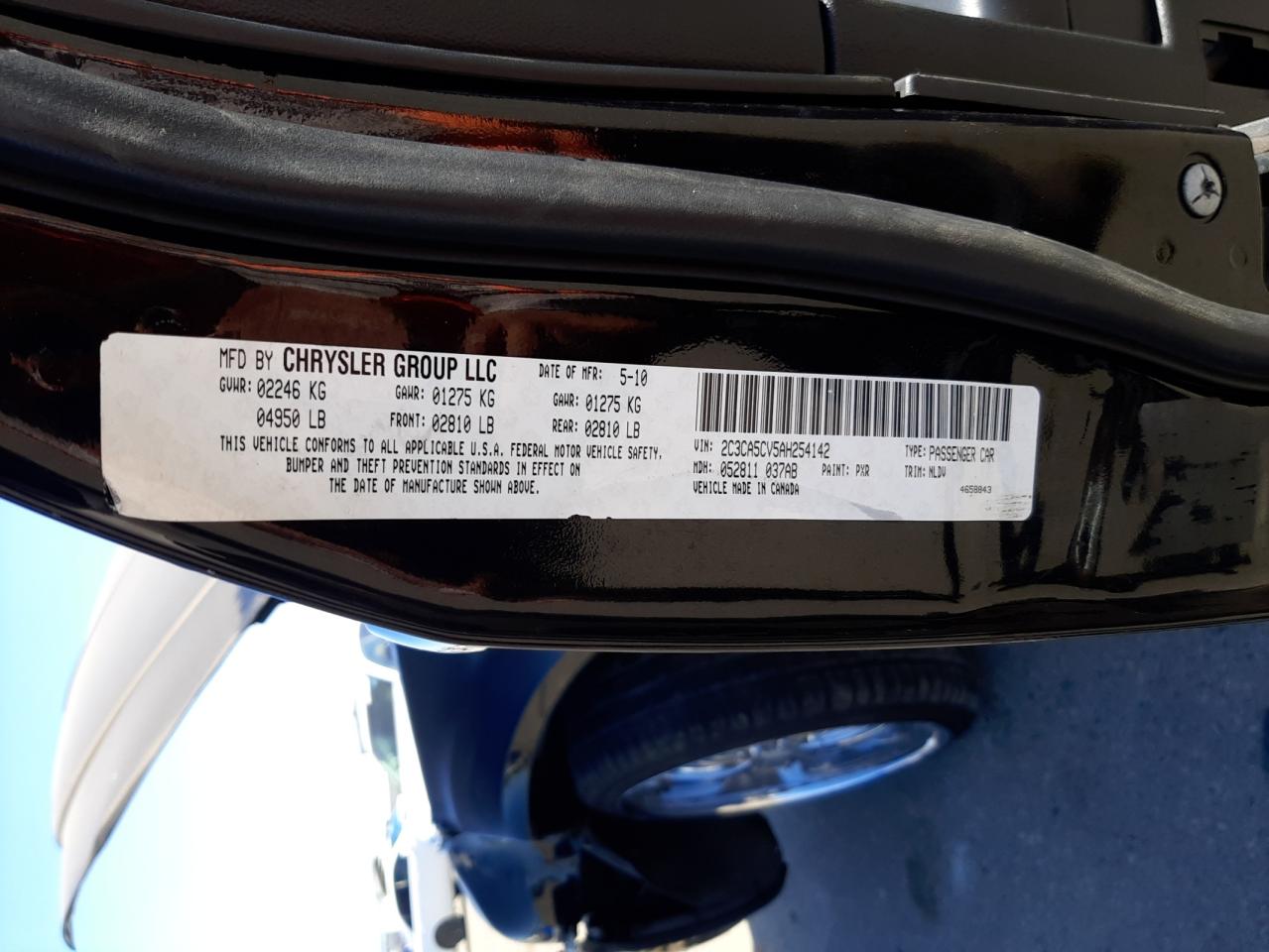 Photo 10 from auction – 2010 CHRYSLER 300 TOURIN with VIN 2C3CA5CV5AH254142