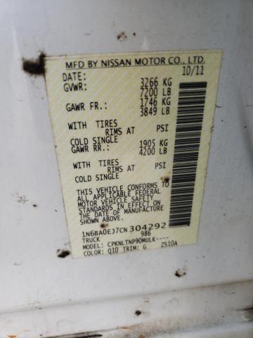 NISSAN TITAN S 2012 with VIN 1N6BA0EJ7CN304292 - Photo from auction