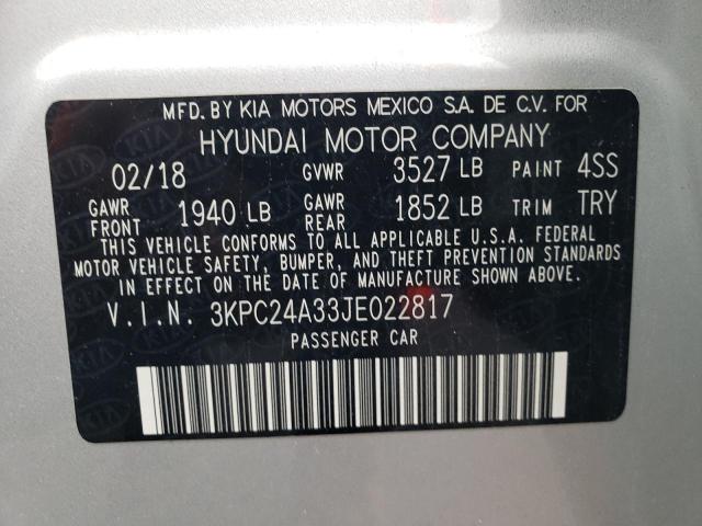 Photo 10 from auction – 2018 HYUNDAI ACCENT SE with VIN 3KPC24A33JE022817