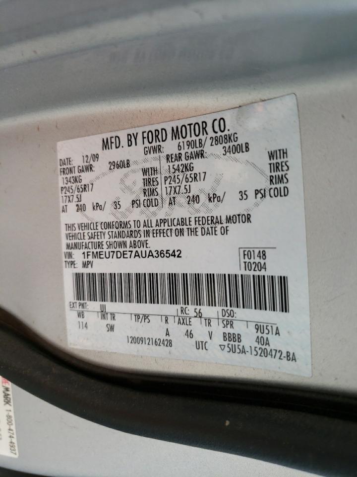 Photo 10 from auction – 2010 FORD EXPLORER X with VIN 1FMEU7DE7AUA36542