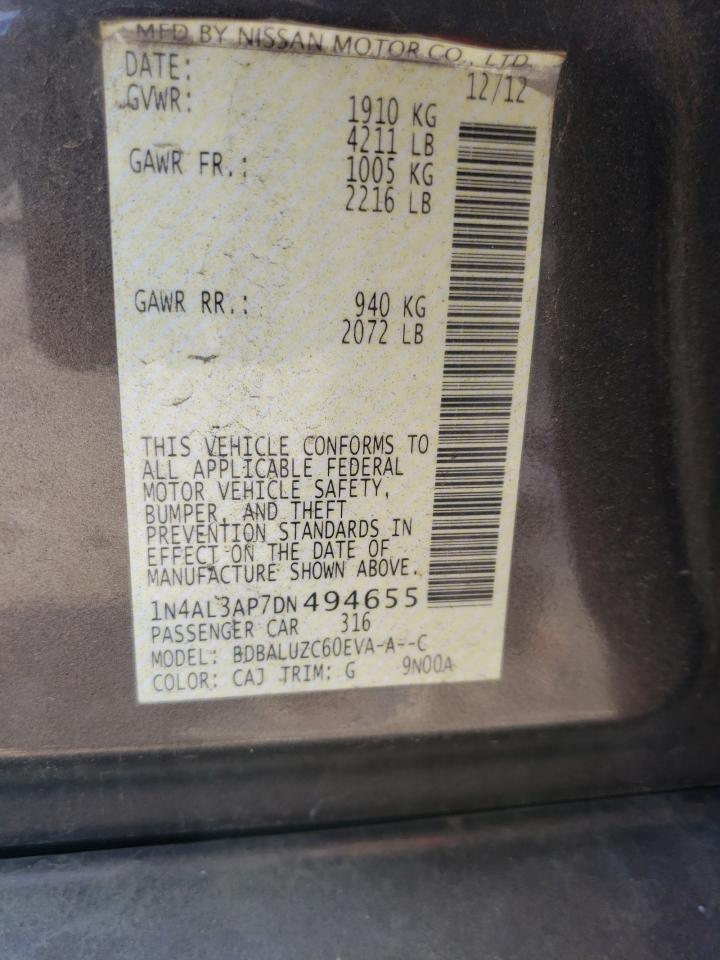 Photo 10 from auction – 2013 NISSAN ALTIMA 2.5 with VIN 1N4AL3AP7DN494655