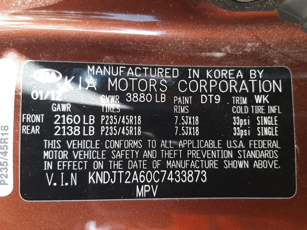 Снимка 10 от търг – 2012 KIA SOUL + с VIN KNDJT2A60C7433873
