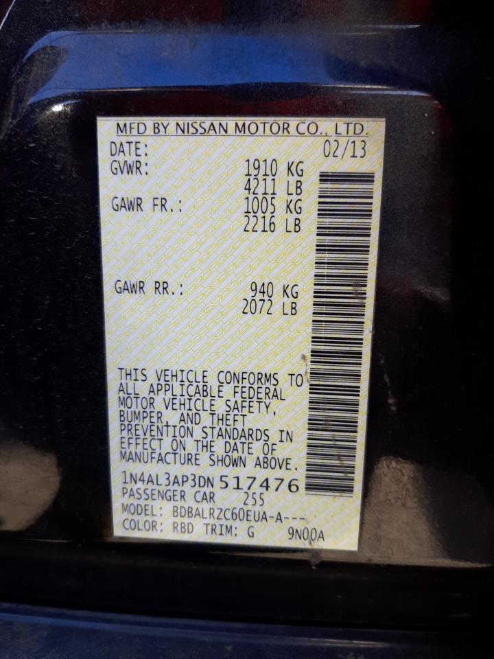 Photo 10 from auction – 2013 NISSAN ALTIMA 2.5 with VIN 1N4AL3AP3DN517476