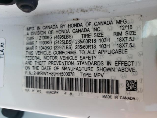 Photo 10 from auction – 2017 HONDA CR-V EXL with VIN 2HKRW1H89HH500078