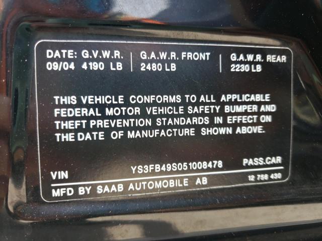 Photo 10 from auction – 2005 SAAB 9-3 LINEAR with VIN YS3FB49S051008478