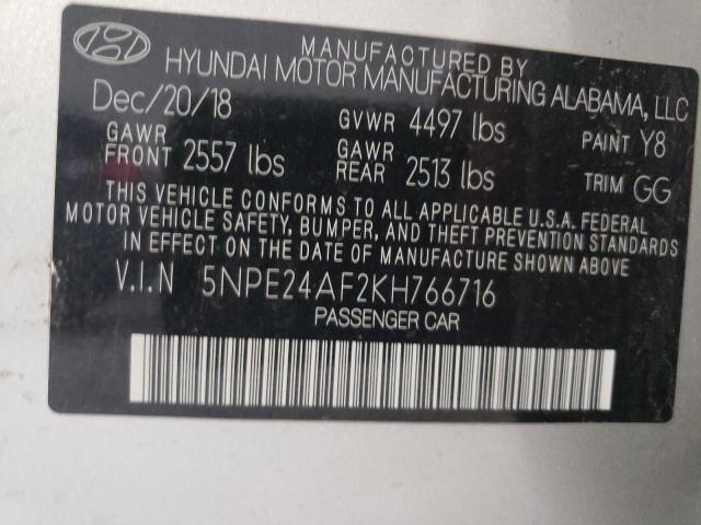 Photo 10 from auction – 2019 HYUNDAI SONATA SE with VIN 5NPE24AF2KH766716