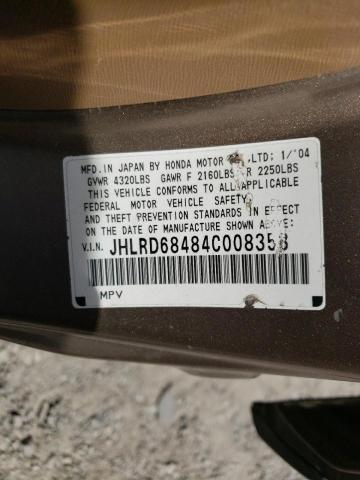 Photo 10 from auction – 2004 HONDA CR-V LX with VIN JHLRD68484C008358