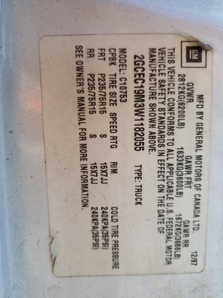 Photo 10 from auction – 1998 CHEVROLET GMT-400 C1 with VIN 2GCEC19M3W1182055
