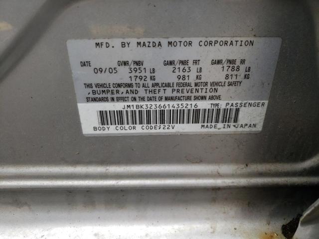 Photo 10 from auction – 2006 MAZDA 3 S with VIN JM1BK323661435216
