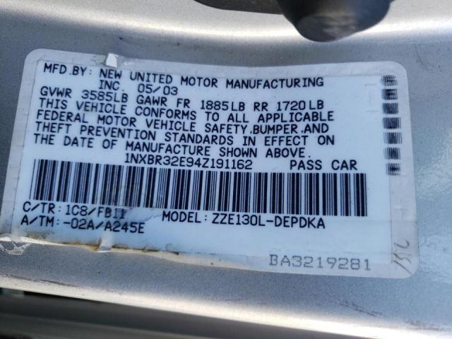 Photo 10 from auction – 2004 TOYOTA COROLLA CE with VIN 1NXBR32E94Z191162