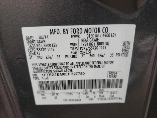 Photo 10 from auction – 2014 FORD F150 SUPER with VIN 1FTEX1EM8EFB27750