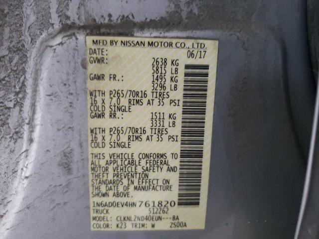 Photo 10 from auction – 2017 NISSAN FRONTIER S with VIN 1N6AD0EV4HN761820