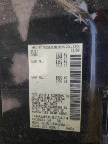 Photo 10 from auction – 2010 NISSAN MAXIMA S with VIN 1N4AA5AP4AC825474