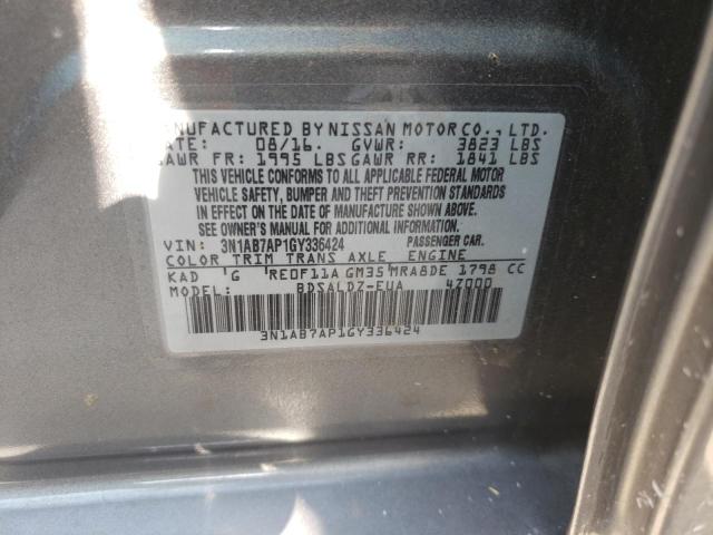 Photo 10 from auction – 2016 NISSAN SENTRA S with VIN 3N1AB7AP1GY336424