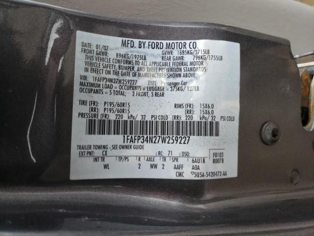 Photo 10 from auction – 2007 FORD FOCUS ZX4 with VIN 1FAFP34N27W259227