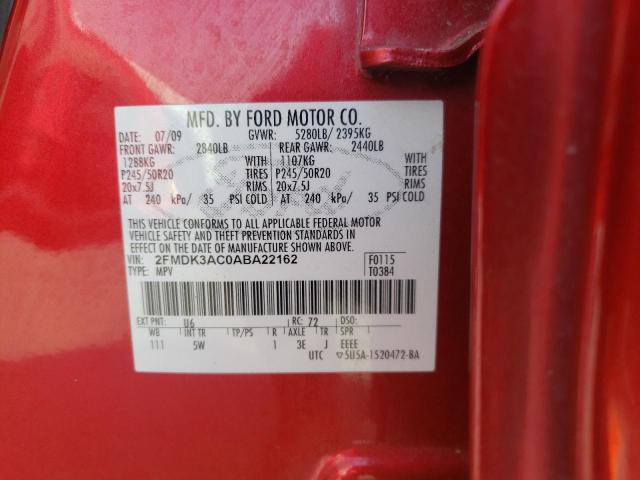 Photo 10 from auction – 2010 FORD EDGE SPORT with VIN 2FMDK3AC0ABA22162