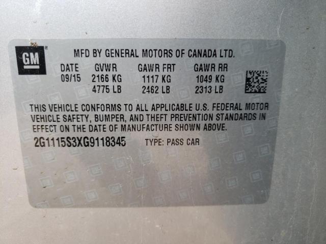 Photo 10 from auction – 2016 CHEVROLET IMPALA LT with VIN 2G1115S3XG9118345