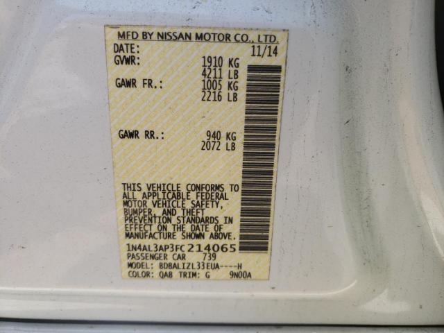 Photo 10 from auction – 2015 NISSAN ALTIMA 2.5 with VIN 1N4AL3AP3FC214065