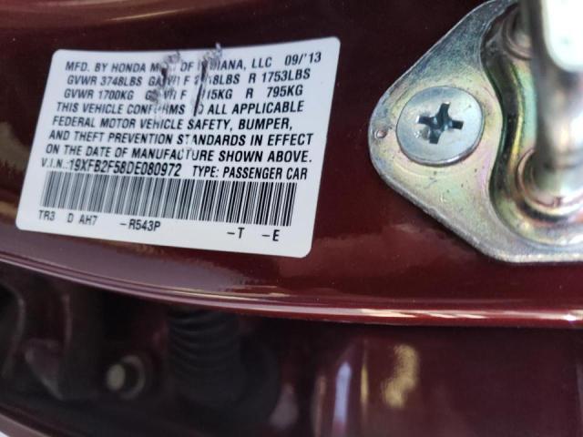 Photo 10 from auction – 2013 HONDA CIVIC LX with VIN 19XFB2F58DE080972