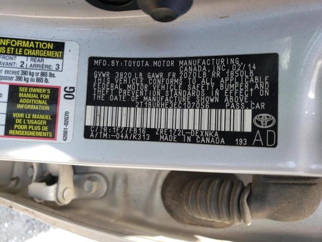 Photo 10 from auction – 2014 TOYOTA COROLLA L with VIN 2T1BURHE3EC107056