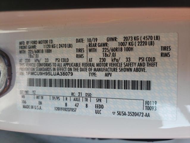 Photo 10 from auction – 2020 FORD ESCAPE SEL with VIN 1FMCU9H95LUA38079