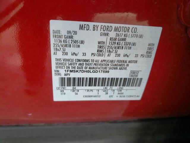 Photo 10 from auction – 2020 FORD EXPLORER X with VIN 1FMSK7DH0LGD17599